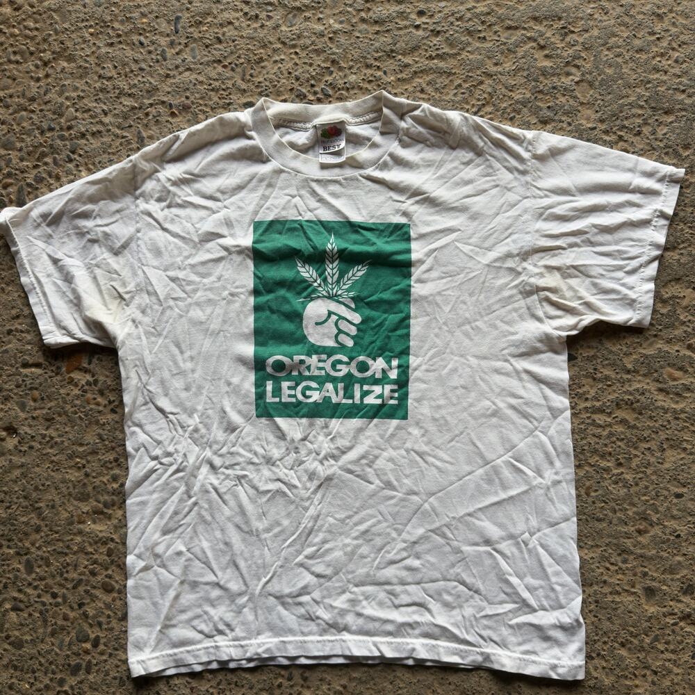 Vintage 00s Oregon Legalize Marijuana Graphic T-Shirt Hippie Men's Large